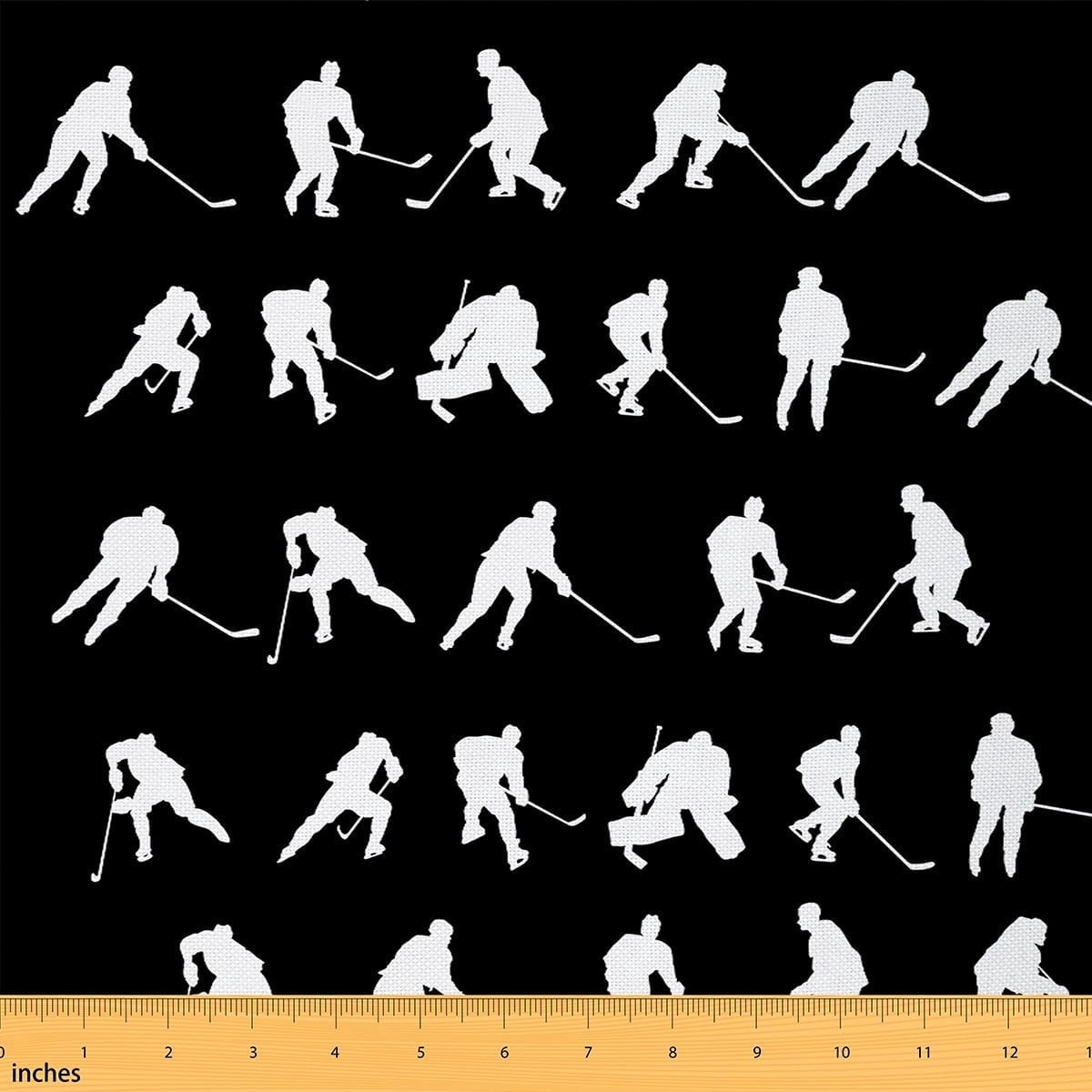 Feelyou Ice Hockey Fabric by the Yard 3 Yards for Kids, American Sports Sewing Fabric, Cartoon Sport Theme Home Decor Fabric by the Yard, Ultra Soft Home Decor