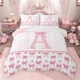 thumbnail image 1 of Feelyou Initial A Letter Twin Comforter Sets, Kids Pink Bow-tie Bowknot Bedding Set, 2pcs, 1 of 8