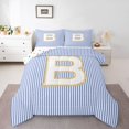 thumbnail image 1 of Feelyou Initial B Letter Queen Comforter Set for Kid, Fashion Stripes Ombre Bedding Sets, Fairy Tale Princess Reversible Bedding Comforter Set, Lightweight Room Decor, 3pcs, 1 of 8
