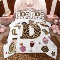 thumbnail image 1 of Feelyou Initial D Letter Full Size Comforter Sets, Girl White Brown Bedding Sets, 3pcs, 1 of 8
