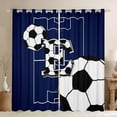 thumbnail image 1 of Feelyou Initial E Black Out Curtains, Football Soccer Curtains Pack of 2 (42x63 Each), 1 of 6
