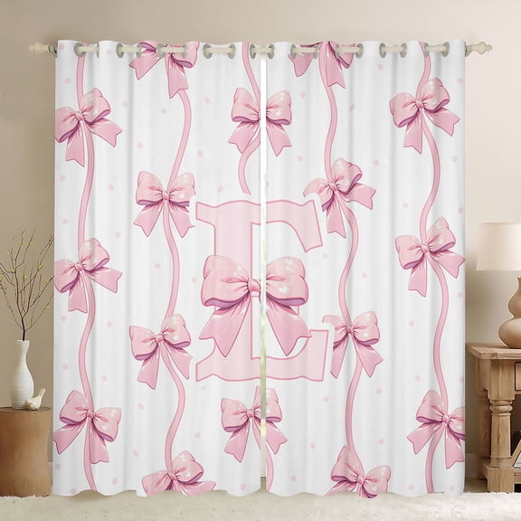Feelyou Initial E Letter Black Out Curtains, Bow-tie Curtains Pack of 2 (42x63 Each)