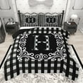 thumbnail image 1 of Feelyou Initial H Letter Queen Comforter Set, Hippie Tribal Mandala Bedding Sets, Simple Fashion Checkered Reversible Bedding Comforter Set, Ultra Soft Bedroom Decor, 3pcs, 1 of 8