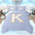 thumbnail image 1 of Feelyou Initial K Letter Bedding Comforter Set for Kid, Fashion Stripes Ombre Twin Comforter Sets, Fairy Tale Princess Reversible Bedding Set, Breathable Home Decor, 2pcs, 1 of 9
