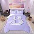 thumbnail image 1 of Feelyou Initial Letter B Comforter Sets Twin Size, Purple Comforters & Duvets, Kawaii Bow-tie Reversible Duvet Insert, Lightweight Room Decorative, 2 Pieces, 1 of 8