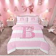 thumbnail image 1 of Feelyou Initial Letter B Queen Comforter Set, Cartoon Monogrammed Bedding Sets, Princess Ribbon Reversible Bedding Comforter Set, Ultra Soft Home Decor,3-Piece, 1 of 8