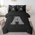 thumbnail image 1 of Feelyou Initial A Letter Twin Bedding Sets 7-Piece for Teen, Black White Monogrammed Bedding Comforter Set, Checkered Buffalo Reversible Sheet Sets, Microfiber Bedroom Decor, 1 of 7