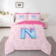 thumbnail image 1 of Feelyou Initial N Letter Twin Comforter Sets, Teen Kid Bow-tie Ribbon Bedding Set, 2-Piece, 1 of 8