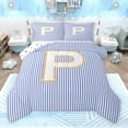thumbnail image 1 of Feelyou Initial P Letter Bedding Comforter Set for Kid, Fashion Stripes Ombre Twin Comforter Sets, Fairy Tale Princess Reversible Bedding Set, Microfiber Bedroom Decor, 2pcs, 1 of 8
