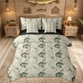 thumbnail image 1 of Feelyou Ink Bass Fishing Bedding Comforter Set for Men Boys, Cartoon Pike Fish Animal Full Bedding Set, Grey Green, Black Reversible, 7 Pieces, 1 of 7