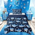 thumbnail image 1 of Feelyou Ink Ocean Shark Twin Comforter Sets for Kids Boys Girls, kawaii Marine Animal Bedding Set, Navy, Blue Reversible, 2-Piece, 1 of 6
