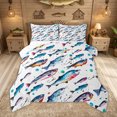 thumbnail image 1 of Feelyou Ink Splash Fish Queen Comforter Set for Kids Boys Girls, Hook Ocean Animal Bedding Comforter Set, White Blue, Reversible, 3pcs, 1 of 6