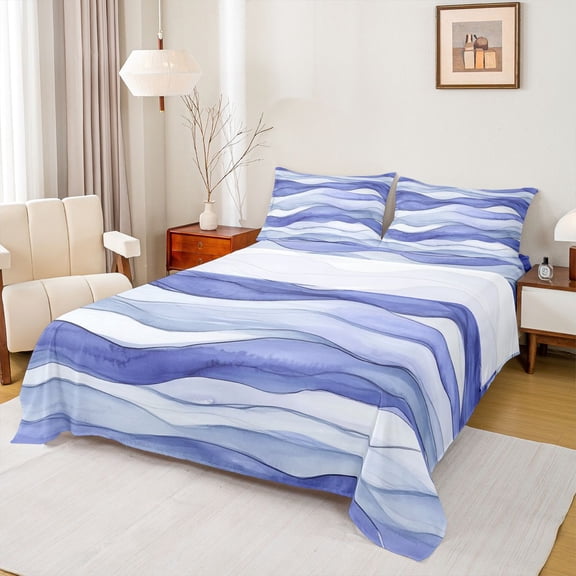 Feelyou Ink Watercolor Adult Bed Sheets, Modern Abstract Ombre King Sheets, Fashion Minimalism Minimalst Sheet Set, Super Cozy Room Decor, 4pcs