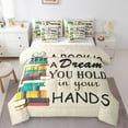 thumbnail image 1 of Feelyou Inspirational Word Bedding Comforter Set 7pcs, Vintage Cartoon Books Queen Bedding Sets, Teen Kid Child Reversible Queen Sheet Sets, Lightweight Room Decor, 1 of 7
