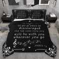 thumbnail image 1 of Feelyou Inspirational Words Queen Comforter Set, Black White Melody Music Bedding Sets, Damask Flower Reversible Bedding Comforter Set, Lightweight Room Decor, 3 Pieces, 1 of 8