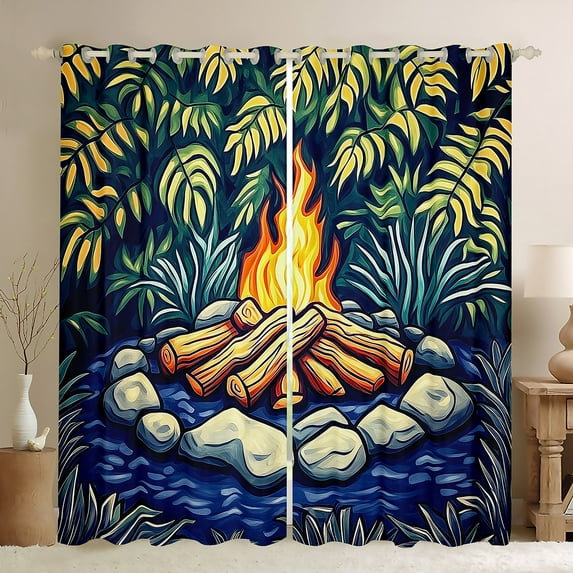 Feelyou Jungle Adventure Child Black Out Curtains, Rustic Farmhouse Curtains Pack of 2 (42x63 Each), Mystic Camping Lover Bedroom Curtains, Blackout Curtains Bedroom Decor