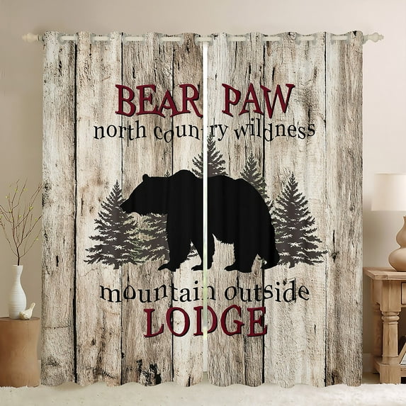 Feelyou Jungle Bear Black Out Curtains for Men, Woodland Wildlife Curtains Pack of 2 (42x63 Each), Rustic Farmhouse Theme Bedroom Curtains, Curtains and Drapes Home Decor