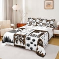 thumbnail image 1 of Feelyou Jungle Bear Deer Full Size Sheets, Brown Patchwork Plaid Bed Sheets, 4pcs, 1 of 7