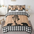 thumbnail image 1 of Feelyou Jungle Bear Twin Bedding Sets 7-Piece for Men, Woodland Wildlife Bedding Comforter Set, Rustic Farmhouse Checkered Sheet Sets, Luxury Bedroom Decor, 1 of 7