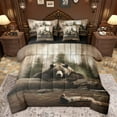 thumbnail image 1 of Feelyou Jungle Bear Wildlife Twin Bedding Sets 7-Piece, Western Rustic Cabin Bedding Comforter Set, Wooden Plank Reversible Sheet Sets, Ultra Soft Bedroom Decor, 1 of 8