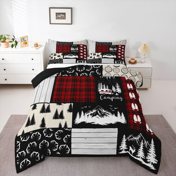 Feelyou Jungle Camping Explorer Twin Comforter Sets, Rustic Farmhouse Bedding Set, 2pcs