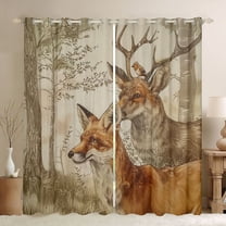 Feelyou Jungle Cartoon Fox Black Out Curtains for Teen, Rustic Deer Moose Curtains Pack of 2 (42x63 Each), Woodland Wildlife Bedroom Curtains, Curtains and Drapes Room Decor