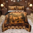 thumbnail image 1 of Feelyou Jungle Deer Moose Full Size Comforter Sets, Brown Rustic Lake House Bedding Comforter Set, Cartoon Woodland Wildlife Reversible Bedding Sets, Super Cozy Room Decor, 3pcs, 1 of 8