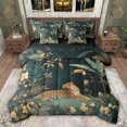 thumbnail image 1 of Feelyou Jungle Leopard Animal Bedding Comforter Set 7 Pieces, Wildlife Cheetah Lover Full Bedding Set, Rustic Leaf Flower Reversible Fitted Sheet Flat Sheet, Super Cozy Room Decor, 1 of 8