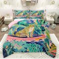thumbnail image 1 of Feelyou Jungle Leopard Animal Queen Comforter Set, Rustic Wildlife Cheetah Bedding Sets, Watercolor Leaf Flower Reversible Bedding Comforter Set, Lightweight Room Decor, 3 Pieces, 1 of 8