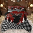 thumbnail image 1 of Feelyou Jungle Moose Elk Boys Full Size Comforter Sets, Rustic Western Plaid Bedding Comforter Set, Red Farmhouse Theme Reversible Bedding Sets, Lightweight Room Decor, 3 Pieces, 1 of 8