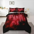 thumbnail image 1 of Feelyou Jungle Nature Scenery Queen Comforter Set for Adult, Red Natural Pine Tree Bedding Sets, Countryside Reversible Bedding Comforter Set, Ultra Soft Home Decor, 3-Piece, 1 of 8