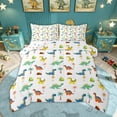 thumbnail image 1 of Feelyou Jungle Rock Dinosaur Queen Comforter Set for Kids Boys Girls, Tropical Coconut Palm Bedding Comforter Set, White, Polkadot Reversible, 3 Pieces, 1 of 6