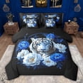 thumbnail image 1 of Feelyou Jungle White Tiger Twin Bedding Sets 7-Piece, Blue Rose Flower Bedding Comforter Set, Couple Lover Men Women Reversible Sheet Sets, Microfiber Bedroom Decor, 1 of 8