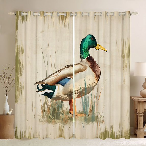 Feelyou Jungle Wildlife Duck Black Out Curtains, Rustic Animal Curtains Pack of 2 (42x63 Each), Teens Kids Boys Girls Bedroom Curtains, Living Room Curtains Decor