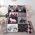 thumbnail image 1 of Feelyou Jungle Wolf Bedding Comforter Set 7pcs, Grey Pink King Bedding Sets, 1 of 7