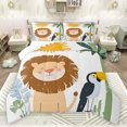 thumbnail image 1 of Feelyou Kawai Cartoon Lion Queen Comforter Set for Boy, Cartoon Parrot Animal Bedding Sets, Palm Botanical Reversible Bedding Comforter Set, Microfiber Bedroom Decor, 3 Pieces, 1 of 8