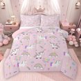 thumbnail image 1 of Feelyou Kawaii Angel Unicorn Queen Comforter Set, Cute Cartoon Animal Bedding Sets, Love Heart Rainbow Reversible Bedding Comforter Set, Lightweight Room Decor, 3-Piece, 1 of 8