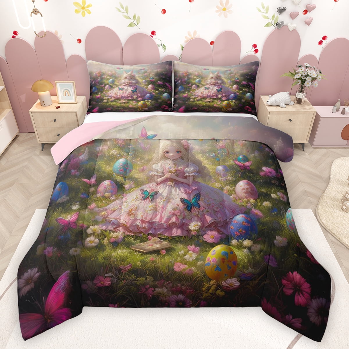 Feelyou Kawaii Anime Princess Queen Comforter Set for Kid, Cartoon ...