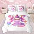 thumbnail image 1 of Feelyou Kawaii Axolotl Kids Bedding Comforter Set 7pcs, Cartoon Pink Sealife King Bedding Sets, Happy Birthday Party Reversible Bed Sheets, Ultra Soft Bedroom Decor, 1 of 7