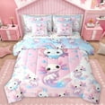 thumbnail image 1 of Feelyou Kawaii Axolotl Teens Twin Bedding Sets 7-Piece, Pink Blue Dreamy Animal Bedding Comforter Set, Cartoon Love Heart Reversible Sheet Sets, Microfiber Bedroom Decor, 1 of 8