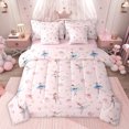 thumbnail image 1 of Feelyou Kawaii Ballet Dance Bedding Comforter Set 7pcs for Kids, Fairy Tale Princess Queen Bedding Sets, Cute Dreamy Cartoon Reversible Queen Sheet Sets, Luxury Bedroom Decor, 1 of 8