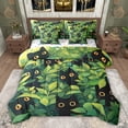 thumbnail image 1 of Feelyou Kawaii Black Cat Bedding Comforter Set 7pcs for Kids, Spring Leaf Botanical Queen Bedding Sets, Cartoon Kitten Animal Reversible Queen Sheet Sets, Lightweight Room Decor, 1 of 8