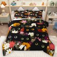 thumbnail image 1 of Feelyou Kawaii Black Kitten Queen Comforter Set, Rustic Groovy Flower Bedding Sets, Cute Cartoon Animal Reversible Bedding Comforter Set, Super Cozy Room Decor, 3-Piece, 1 of 8