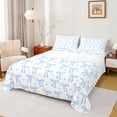 thumbnail image 1 of Feelyou Kawaii Blue Bowknot Kid Queen Sheet Sets, Love Heart Ribbon Bed Set, 4pcs, 1 of 7