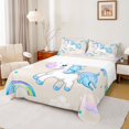thumbnail image 1 of Feelyou Kawaii Blue Unicorn Twin Sheet Sets for Teen, Dreamy Rainbow Cloud Twin Fitted Sheet, Cartoon Animal Flat Sheet, Lightweight Room Decor, 3pcs, 1 of 7