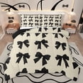 thumbnail image 1 of Feelyou Kawaii Bowknot Child Bedding Comforter Set, Dreamy Princess Style Twin Comforter Sets, Girly Black Ribbon Reversible Bedding Set, Super Cozy Room Decor, 2-Piece, 1 of 8
