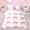 thumbnail image 1 of Feelyou Kawaii Bowknot Girl Bedding Comforter Set 7 Pieces, White Pink Bow Full Bedding Set, Dreamy Princess Style Reversible Fitted Sheet Flat Sheet, Breathable Home Decor, 1 of 7