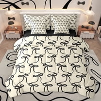 Feelyou Kawaii Bowknot Kids Twin Bedding Sets 7-Piece, Dreamy Princess Style Bedding Comforter Set, Girly Cute Black Bow Reversible Sheet Sets, Ultra Soft Bedroom Decor