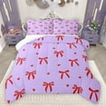 thumbnail image 1 of Feelyou Kawaii Bowknot Ribbon Bedding Comforter Set for Girl, Cartoon Purple Red Twin Comforter Sets, Fairy Tale Princess Reversible Bedding Set, Luxury Bedroom Decor, 2pcs, 1 of 8