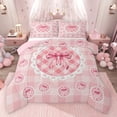 thumbnail image 1 of Feelyou Kawaii Bowknot Teens Bedding Comforter Set, Fashion Princess Ribbon Twin Comforter Sets, Fashion Pink Buffalo Reversible Bedding Set, Super Cozy Room Decor, 2pcs, 1 of 9